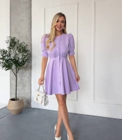 Платье женское костюмное мини с рукавами фонариками и пуговицами весеннее летнее