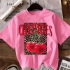 Футболка женская хлопковая из кулира прямого свободного кроя с крупным принтом CHERRIES весенне-летняя  k-129777