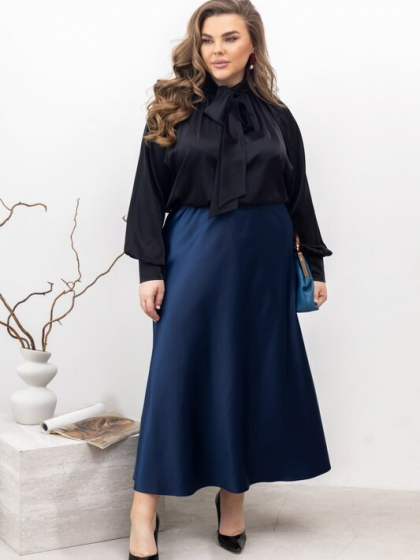 Блуза женская из шелка Армани свободного кроя с бантом и длинными объемными рукавами весенне-летняя