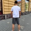 Костюм-двойка мужской из двунитки с вискозой с футболкой с надписью и шортами весенне-летний  k-130222