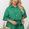 Комбинезон женский с шортами из ткани софт рубашечного кроя на пуговицах с регулируемыми завязками на талии больших размеров  k-130875