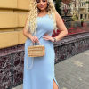 Платье женское макси майка в рубчик с люверсами и боковыми разрезами  k-131179