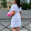 Платье женское из хлопковой прошвы с V-образным вырезом резинкой на спинке и подкладкой  k-131180
