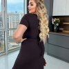 Платье женское макси из турецкого стрейч-кулира облегающего кроя с короткими рукавами и перекрестными бретелями на декольте больших размеров  k-131727