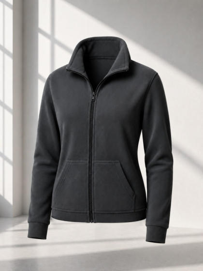 Флиска женская из Polar Fleece на молнии с высоким воротником и боковыми карманами больших размеров