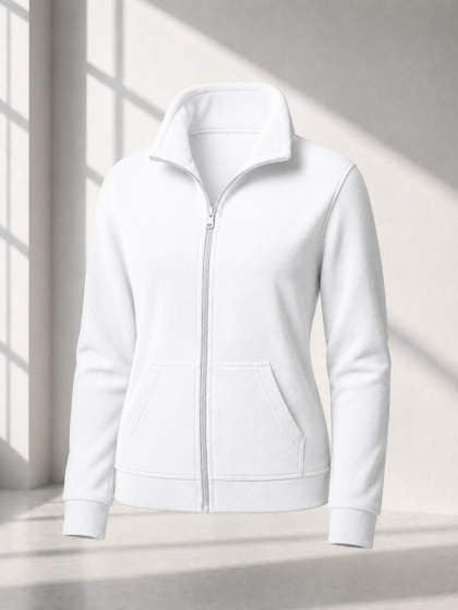 Флиска женская из Polar Fleece на молнии с высоким воротником и боковыми карманами больших размеров