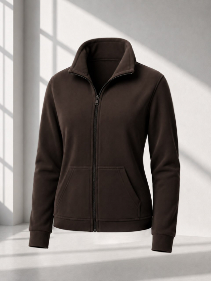 Флиска женская из Polar Fleece на молнии с высоким воротником и боковыми карманами больших размеров