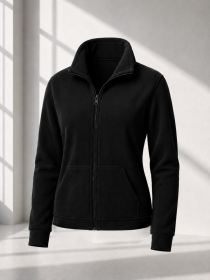 Флиска женская из Polar Fleece на молнии с высоким воротником и боковыми карманами больших размеров