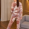 Пижама женская плюшевая мягкая теплая кофта + штаны  k-102373