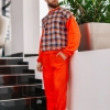 Пижама мужская флисовая байка в клетку кофта + штаны  k-103855