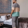 Пижама мужская костюм хлопок кулир футболка + штаны  k-103860