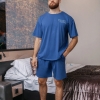 Пижама мужская костюм хлопок кулир футболка + шорты  k-103863