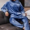 Пижама мужская полированная махра велсофт теплая кофта худи удлиненная + штаны  k-104031