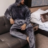Пижама мужская полированная махра велсофт теплая кофта худи удлиненная + штаны  k-104032