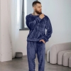 Мужская пижама плюшевая мягкая теплая кофта + штаны  k-104040