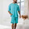 Пижама мужская домашний костюм кулир футболка + шорты  k-104042