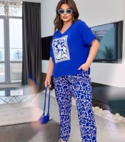 Костюм женский весенний летний креп софт с принтом Блузка + брюки