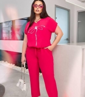 Костюм женский весенний летний американский креп оверсайз Блузка на кулиске + брюки на резинке