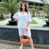 Костюм женский летний жатый льон свободный Футболка с V образным вырезом + Шорты  k-109662