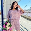 Костюм женский штапельный летний штапель принт цветочный Блузка + Шорты  k-109916