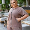 Костюм женский двунитка с камнями Кофта на молнии + Шорты с высокой посадкой  k-110042