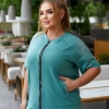 Костюм женский двунитка с камнями Кофта на молнии + Шорты с высокой посадкой  k-110043