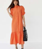 Довга сукня на гудзиках з оборкою внизу