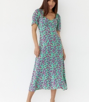 Сукня міді з розрізом у квітковий принт