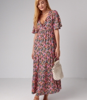 Довга сукня з оборкою та квітковим принтом