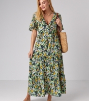 Довга сукня з оборкою та квітковим принтом