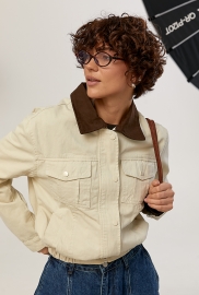 Котонова куртка з контрастним комірцем Котонова куртка з контрастним комірцем