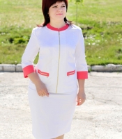 Костюм-двойка женский из коттона: жакет на молнии и классическая юбка демисезонный