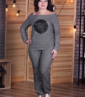 Спортивный костюм-двойка женский трикотажный с джемпером реглан и брюками демисезонный