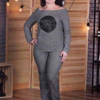 Спортивный костюм-двойка женский трикотажный с джемпером реглан и брюками демисезонный