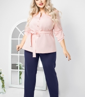 Брюки женские из костюмной ткани regular fit прямые укороченные с отворотами с высокой посадкой на резинке большие размеры весенние осенние
