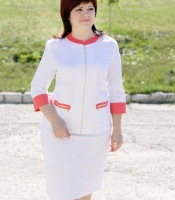 Костюм-двойка женский из коттона: жакет на молнии и классическая юбка демисезонный