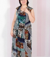 Костюм-двойка женский шифоновый с блузой без рукавов и длинной юбкой с рисунком весенне-летний