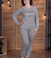 Спортивный костюм-двойка женский из ангоры софт с кофтой реглан и брюками демисезонный