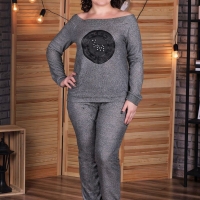 Спортивный костюм-двойка женский трикотажный с джемпером реглан и брюками демисезонный