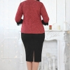 Костюм-двойка женский из ангоры и дайвинга с джемпером полуприлегающего кроя с кружевными рукавами и юбкой-карандаш осенне-зимний  M-1055-PL3-881-06-02