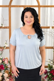 Блуза женская из микромасла свободного покроя с коротким рукавом завязками регулируемыми рукавами и резинкой по низу летняя демисезонная