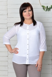 Комплект-двойка женский из шифона и трикотажа: блуза на пуговицах и майка летний