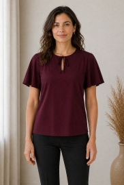 Блуза женская из блузного крепа свободного кроя с широкими рукавами летняя демисезонная