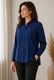 Блуза-рубашка женская из штапеля свободного кроя с длинным рукавом летняя демисезонная