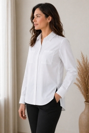 Блуза-рубашка женская из коттона стрейч свободного кроя с длинным рукавом летняя демисезонная