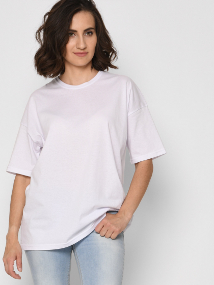 Женская белая футболка Standart oversize из 100% хлопка 57796