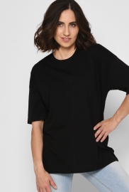 Женская черная футболка Standart oversize из 100% хлопка 57797 Женская черная футболка Standart oversize из 100% хлопка 57797