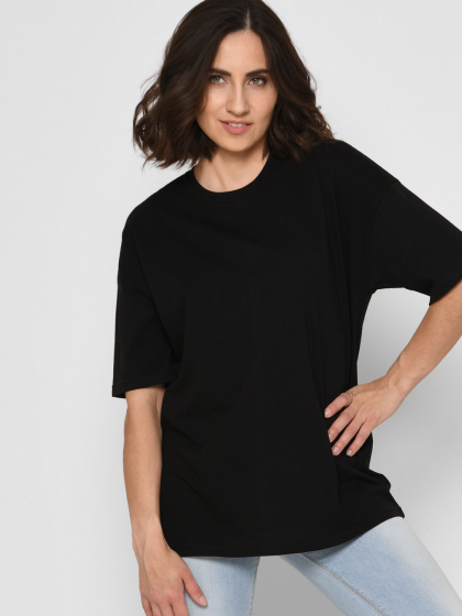 Женская черная футболка Standart oversize из 100% хлопка 57797