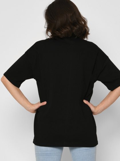 Женская черная футболка Standart oversize из 100% хлопка 57797