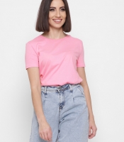 Женская розовая однотонная футболка 57799